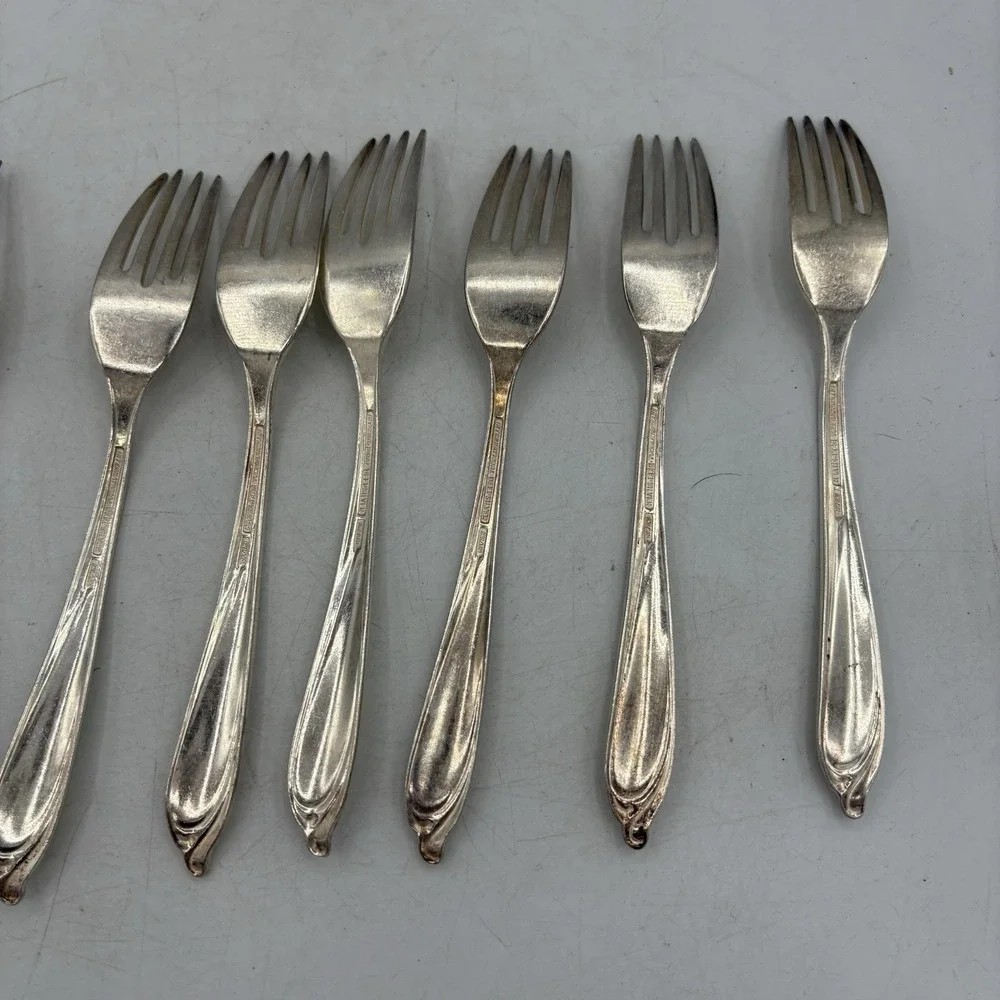 International Deep Silver Forks Inlaid Happy Anniversary‎ 7.25